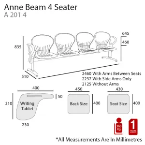 MA Anne Polypropylene Seat and Back Metal Frame Beam Seating thumbnail 6