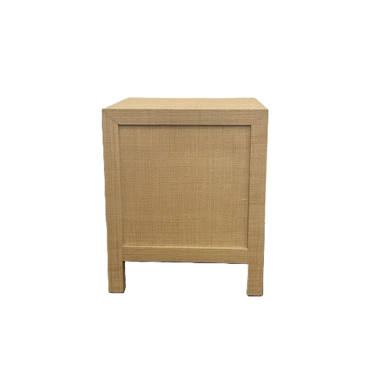 CR Kagu Solid Timber Raffia Finish 3 Drawer Bedside Table