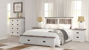 VI Folkestone Solid Timber Storage Bed, Tallboy & Bedsides Set thumbnail 1