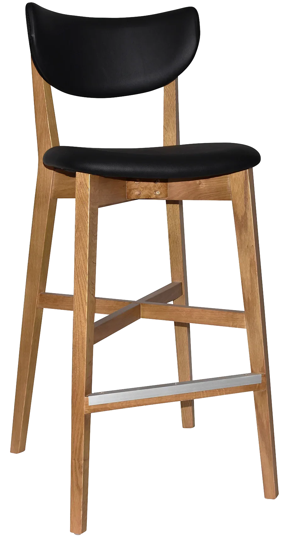 EZ Rialto Solid Timber Framed Black Vinyl Seat and Back Barstool
