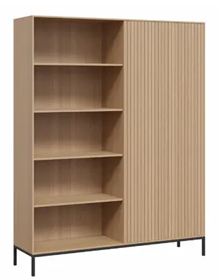 DD Reign Metal Base 4 Open Shelves Bookcase with 1 Door Cupboard