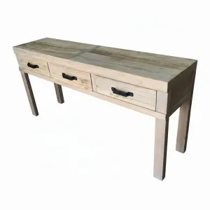MF Recycled Elm Timber 3 Drawer Hall Table thumbnail 2