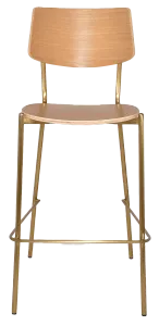 EZ Texas Brass Leg Barstool with Natural Veneer Back thumbnail 2