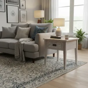 MF Hampton Solid Timber 1 Drawer Lamp Table thumbnail 2