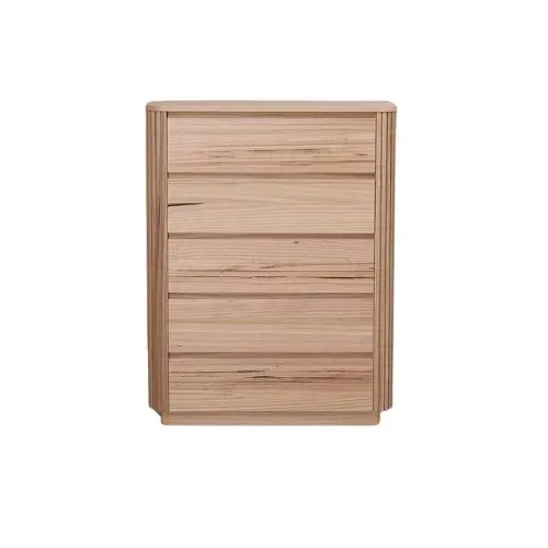 MD Spring Solid Timber 5 Drawer Tallboy
