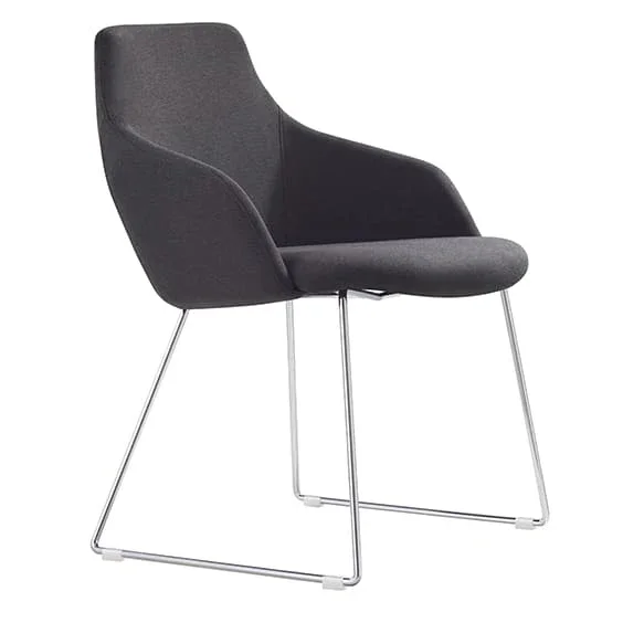 ST Oscar Fabric Upholstered Sled Metal Base Breakout Chair