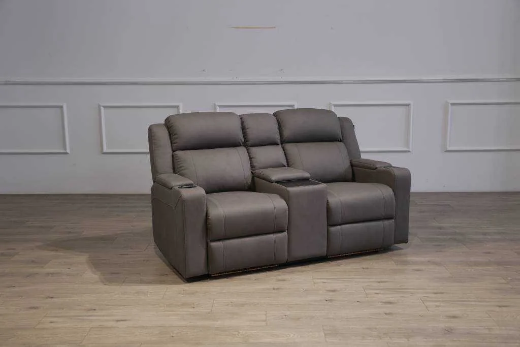 VI Academy Fabric Upholstered 2 Seater Electric Recliner Lounge with Console