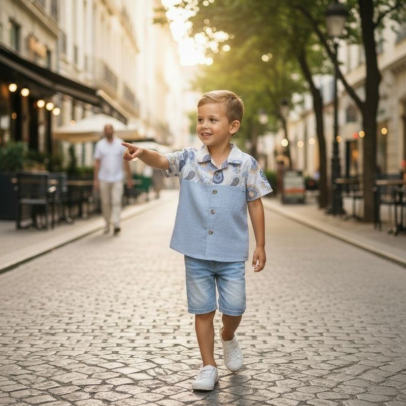 Boys Linen Shirt-White Paisley
