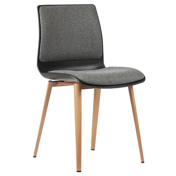 ST Pod Timber Look Metal Leg Upholstered Black Plastic Shell Hospitality Chair