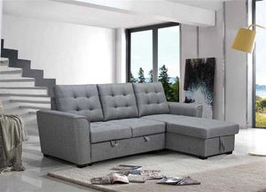 VI Ashgrove Fabric Upholstered 2 Seater Sofabed with Chaise Lounge thumbnail 1