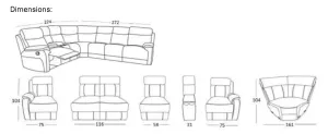 EL Francisco 6 Seater Fabric Corner Reclyner Lounge with Console thumbnail 2
