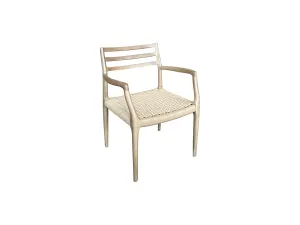 MF Porter Ladder Back Solid Timber Frame Woven Rope seat Dining Armchair thumbnail 1