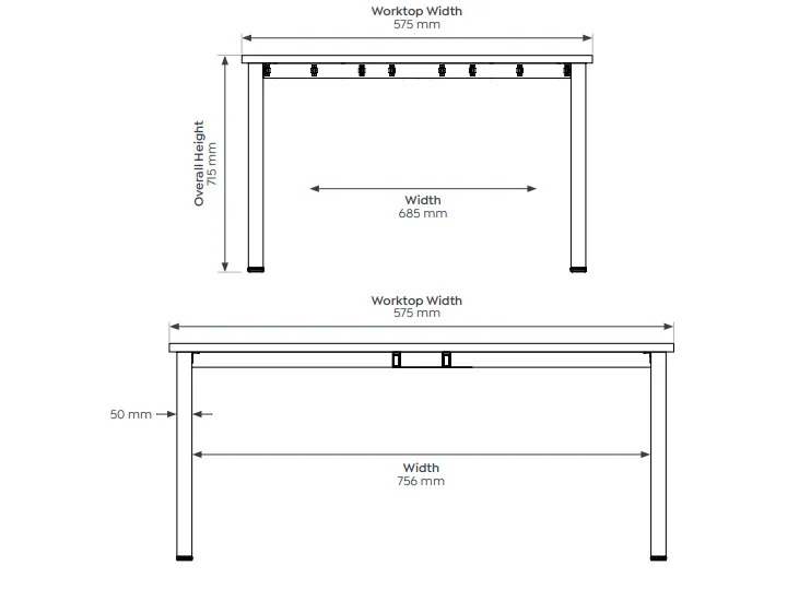 OL Axis 4-User Double Sided Workspace – White Top with Black Frame