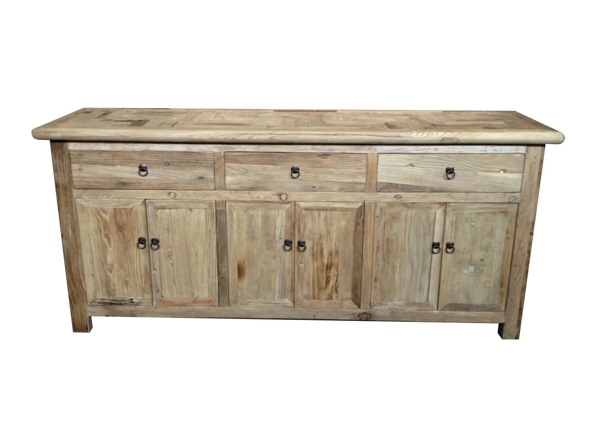 MF Brussels Recycled Elm Timber 3 Drawer 6 Door Sideboard