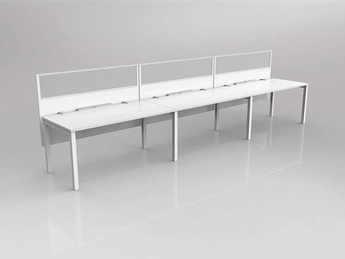 OL Axis 3 User Single Sided Workstation with Hung Screen - Splice Fabric