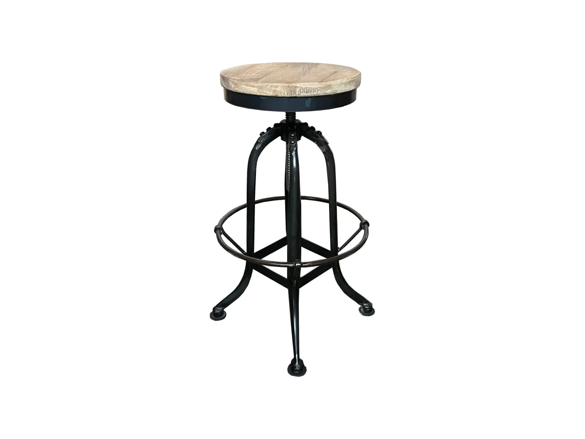 MF Industrial Iron Solid Timber Top Metal Leg Bar Stool