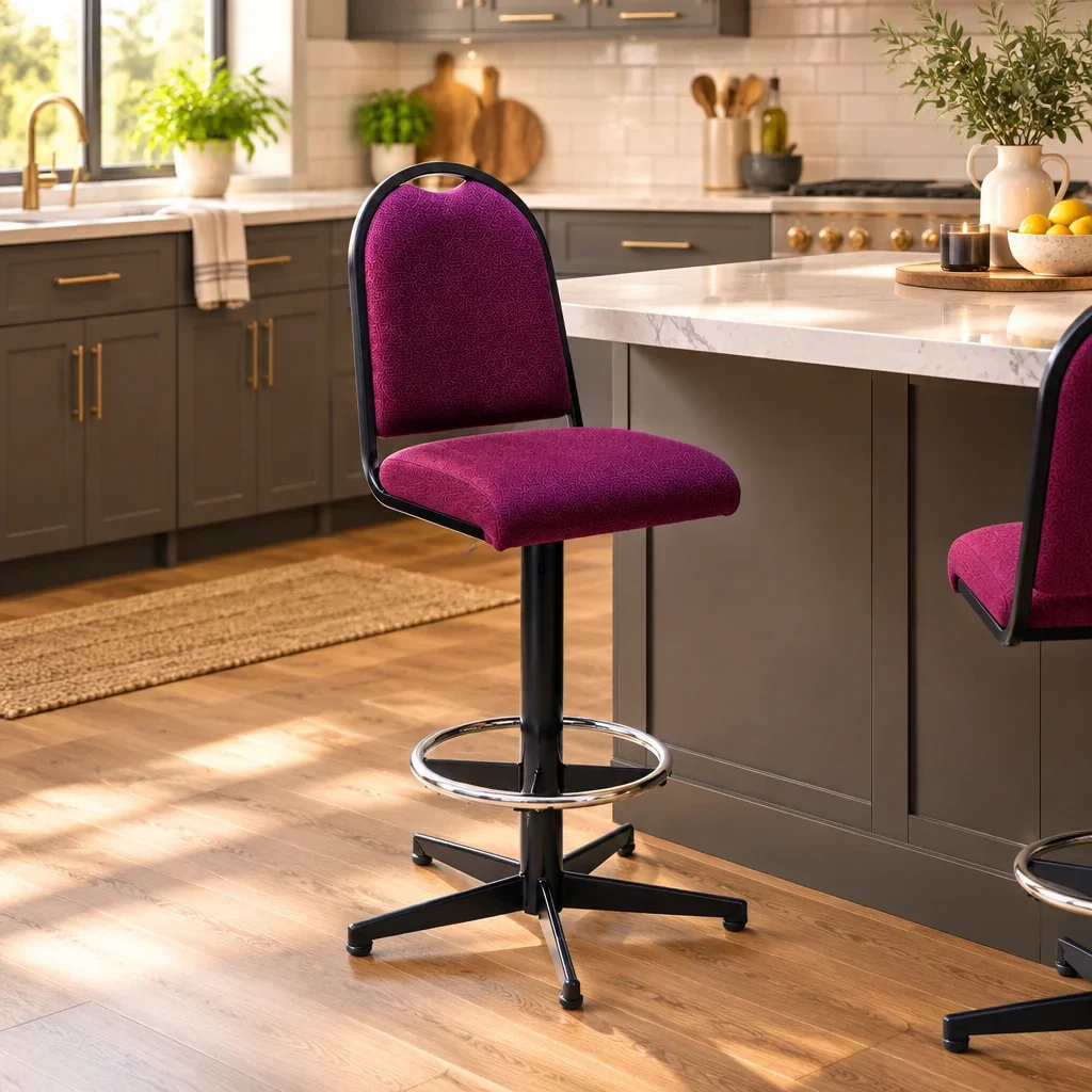 MA Bistro Fabric or Vinyl Upholstered Made to Order Swivel Bar Stool