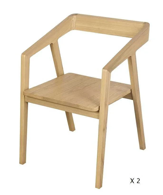 CT Kyoto Solid Timber Dining Chair in Natural Finish Set of 2