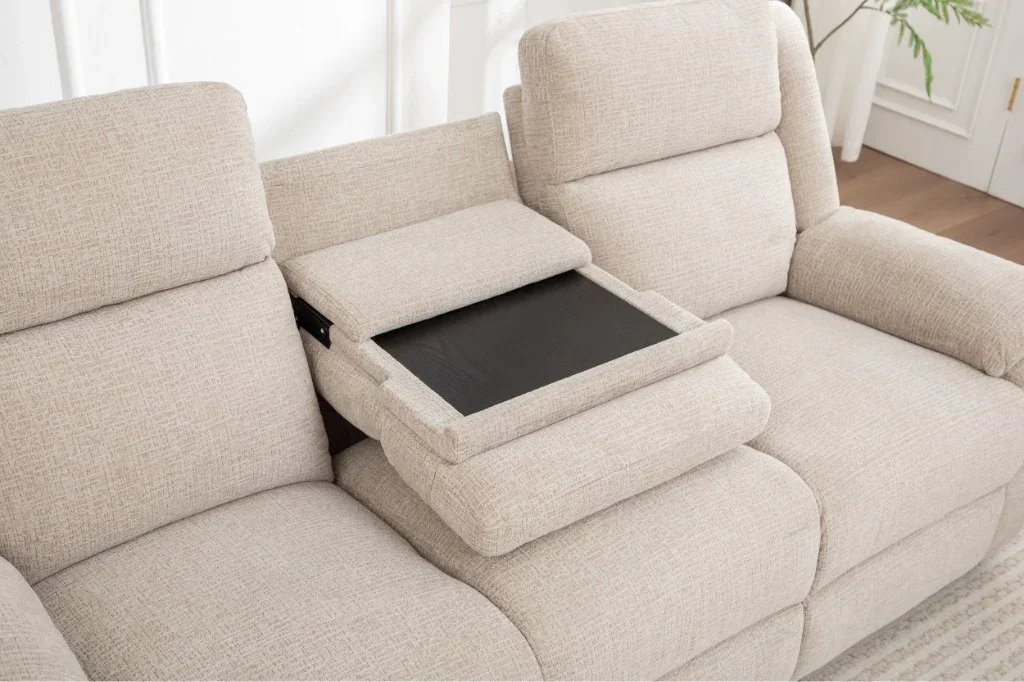 VI Dream 3 Seater Fabric Electric Recliner Lounge with Dropdown Table
