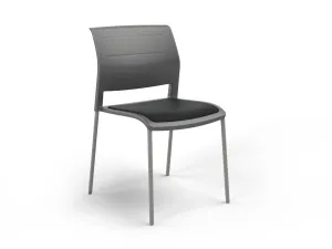 OL Game 4 Legs Upholstered Seat Visitor Stacking Chair - Charcoal Shell thumbnail 2