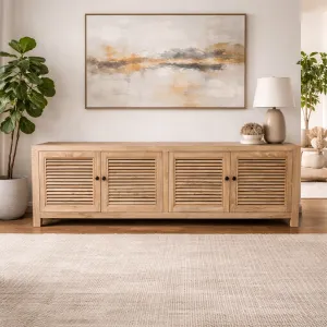 MF Recycled Elmwood Louvre Entertainment Unit with Internal Shelves thumbnail 9