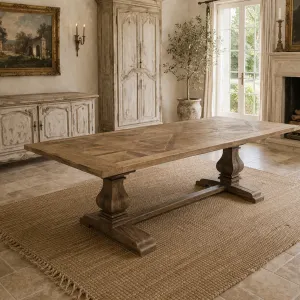 MF Parco Solid Timber Parquetry Top Pedastal Leg Dining Table thumbnail 3