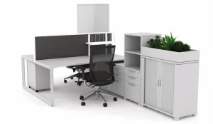 OL Anvil Melamine Top Metal Frame Office Desk with Return thumbnail 3
