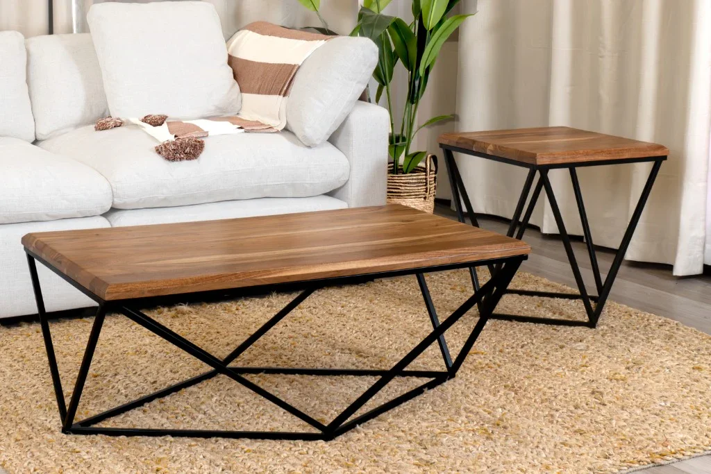 VI Quad Solid Timber Metal Legs Square Lamp Table