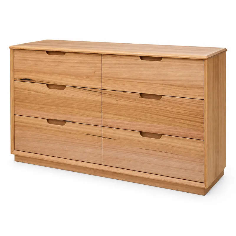 MD Deluxe Solid Timber 6 Drawer Low Chest of Drawers