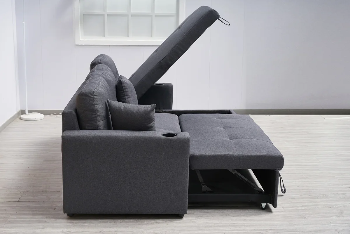 BT Ellie Fabric Upholstered 2 Seater Sofabed with Storage Chaise