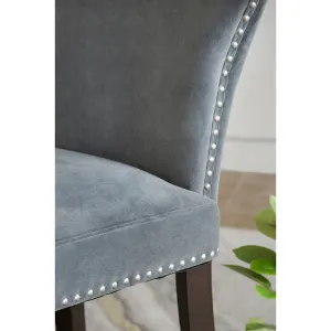 DA Studded Grey Fabric Upholstered Dining Chair Set of 2 thumbnail 4