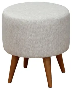 CT Manhattan Fabric Upholstered Round Ottoman with Timber Legs thumbnail 3