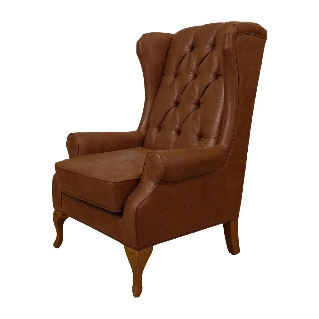 VI Winston Fabric Upholstered Timber Leg Wing Chair