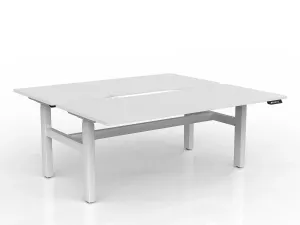OL Agile 2 Column Electric Height Adjustable Shared Desk White Top White Frame thumbnail 2