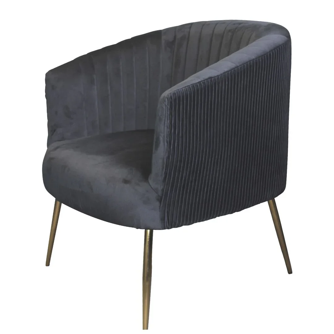 BT Perla Velvet Upholstered Fluted Back Armchair