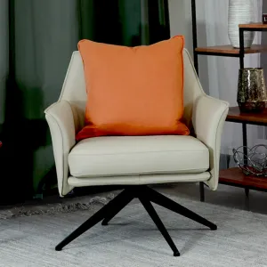 VI Baril Leather Upholstered Metal Legs Swivel Armchair thumbnail 1