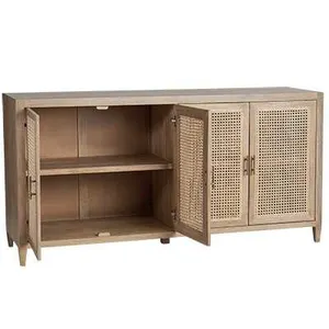 SH Pearl Harbour Solid Timber with Rattan 4 Door Buffet thumbnail 2