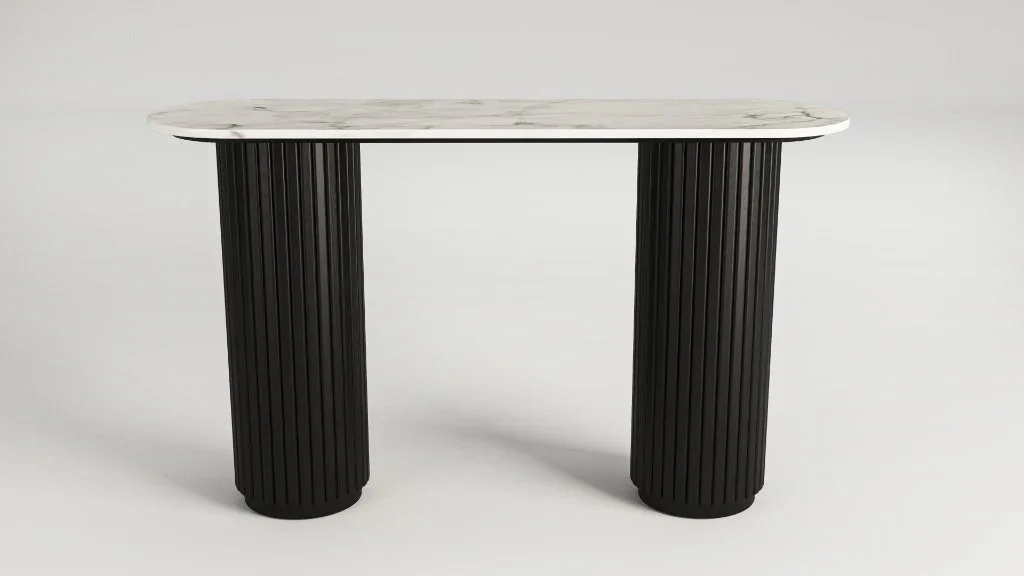 VI Nile Marble Top Timber Leg Console Table