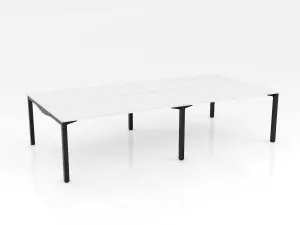 OL Axis Stretch Double Sided 4 Person Desk – White Top with Black Frame thumbnail 1