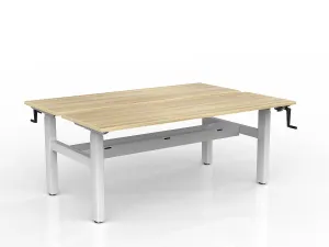 OL Agile Winder Height Adjustable Shared Desk – Oak Top with White Frame thumbnail 18