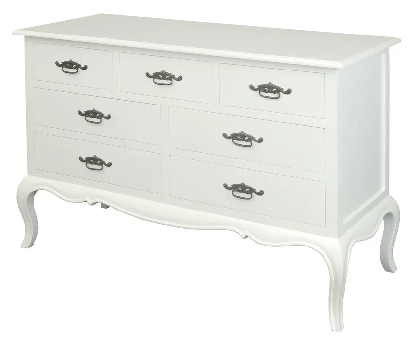 CT French Provincial Solid Timber 7 Drawer Tallboy