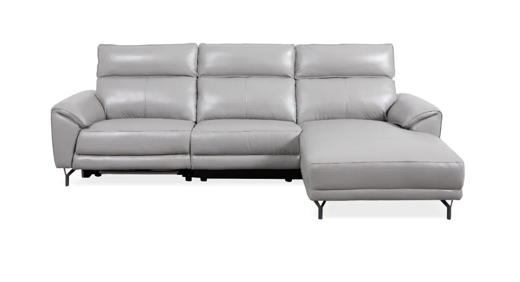 VI Mosman 2 Seater Leather Electric Recliner Lounge with Chaise