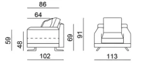 EL Jass Fabric Sofa 1 Seater thumbnail 4