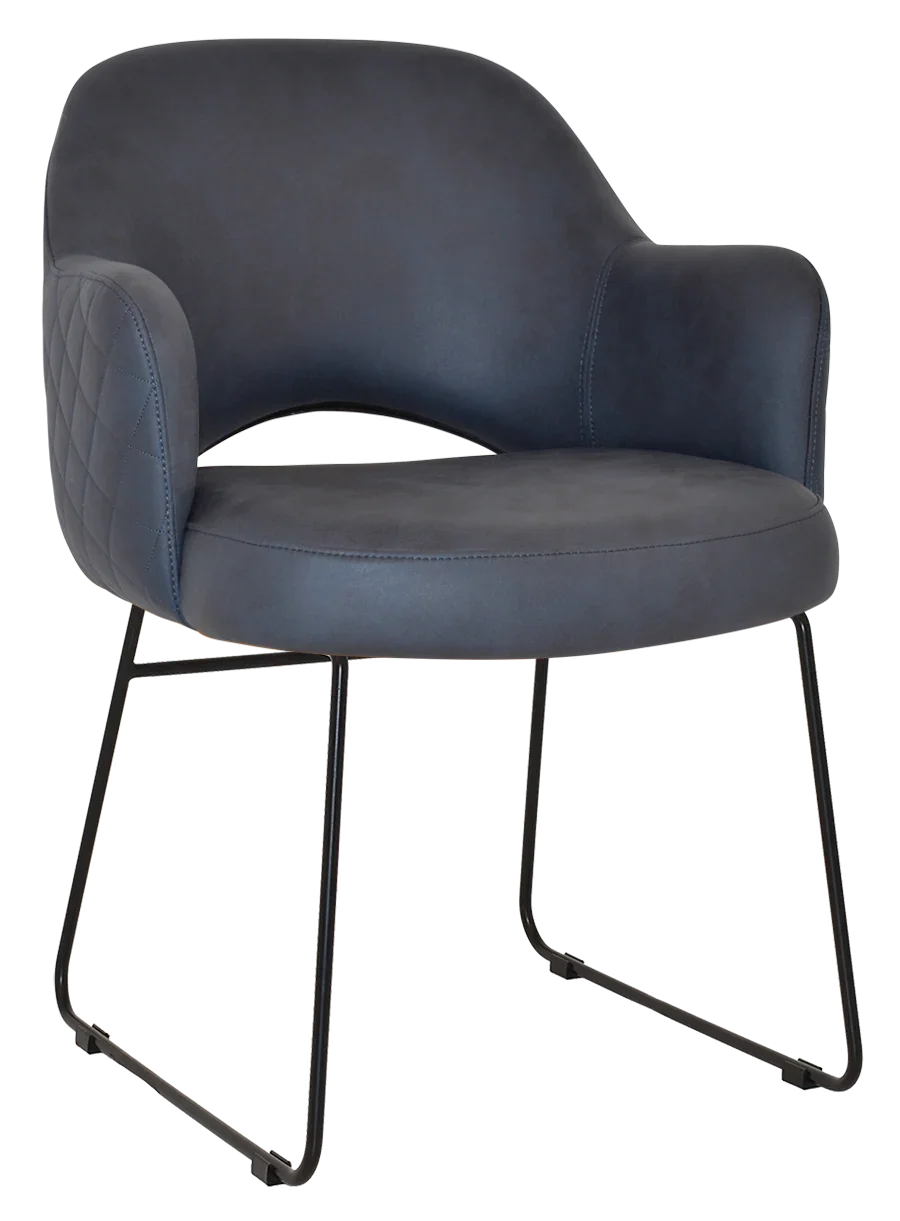 EZ Albury Black Metal Sled Base Upholstered Hospitality Dining Armchair