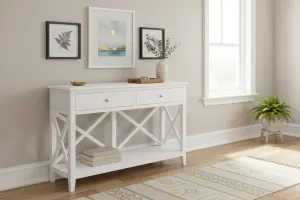 VI Hamilton Solid Timber Console Table with 2 Drawers thumbnail 2