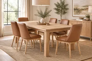 MD Novart Timber Leg Genuine Leather Upholstered Dining Chair thumbnail 5