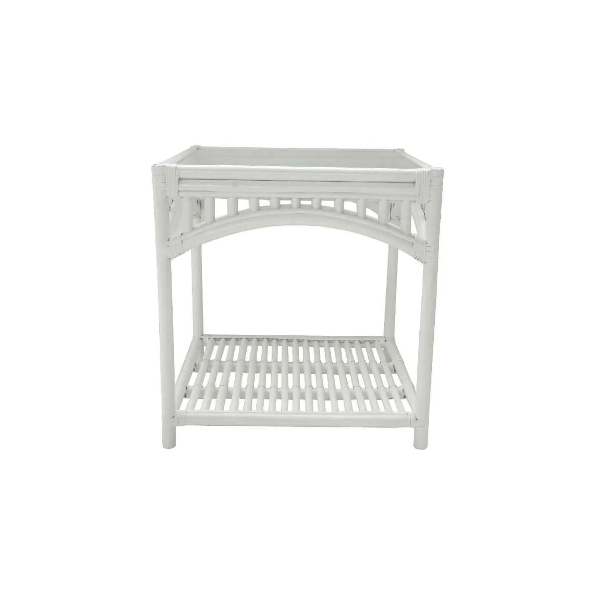 CR Barbados Rattan with Tempered Glass Top Side Table