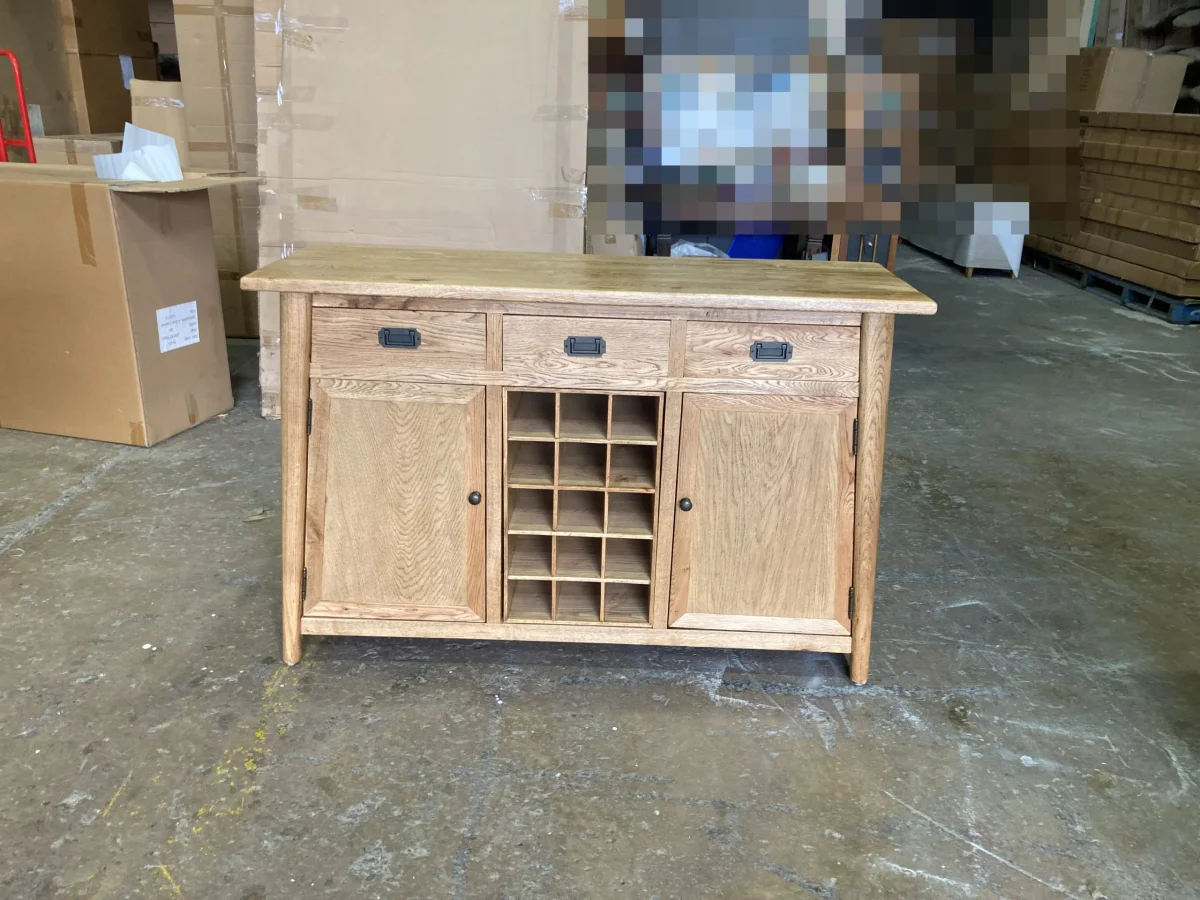 MF Tiffany Solid Timber 3 Drawer 2 Door Sideboard with Bottle Rack