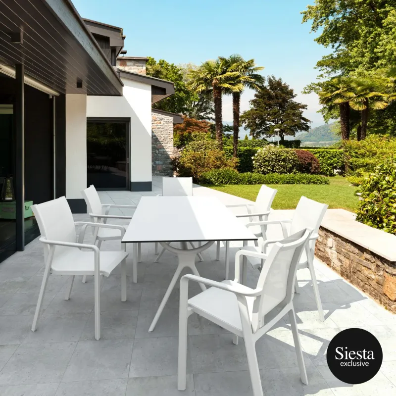 FL 7 Piece Patio Dining Setting with Pacific Armchairs