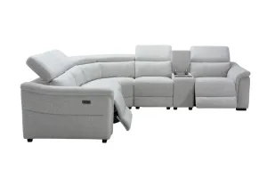 VI Robbie Fab Cnr Mod with 2 End Power Recliner - Grey thumbnail 2